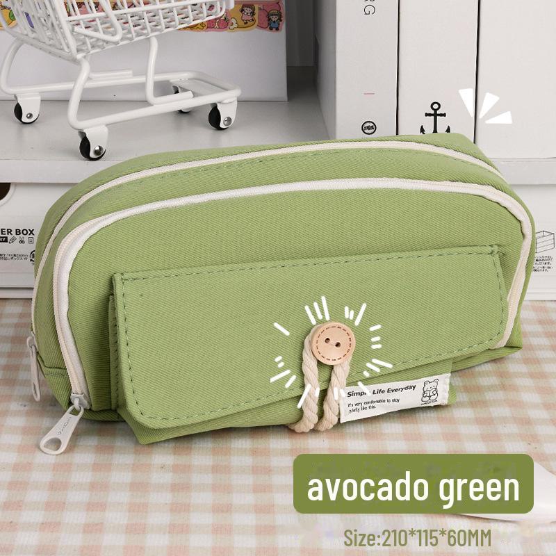 High-Value Large Capacity Canvas Pencil Case for Girls - Simple, Creative Design