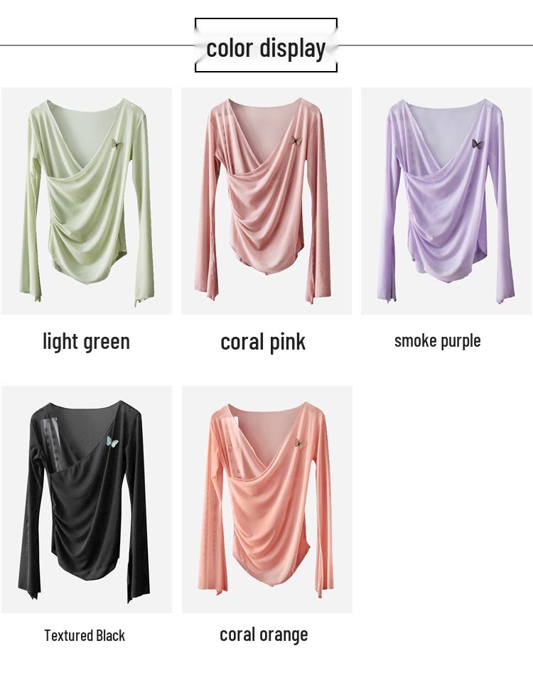 Взрослый женский этнический танцевальный топ из марли с бабочками для современного и классического танца