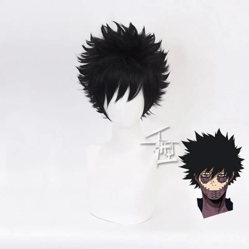 Парик для косплея из аниме My Dabi Boku No Hero Academia, короткие черные термостойкие синтетические волосы, парики для вечеринок