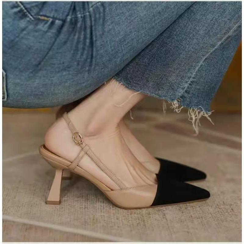 New Shoes for Women Brand Pointy Slingbacks Ladies High Heels Summer Fashion Pumps Shallow Slip On Shoes Female Party Sandals