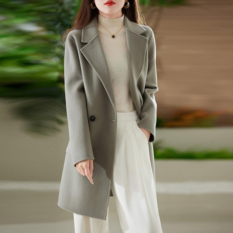 Женское пальто из 100% шерсти TIDENOVEL Осеннее шерстяное длинное пальто Ручной работы Пальто-бушлат Зимняя теплая шерстяная длинная куртка Пальто