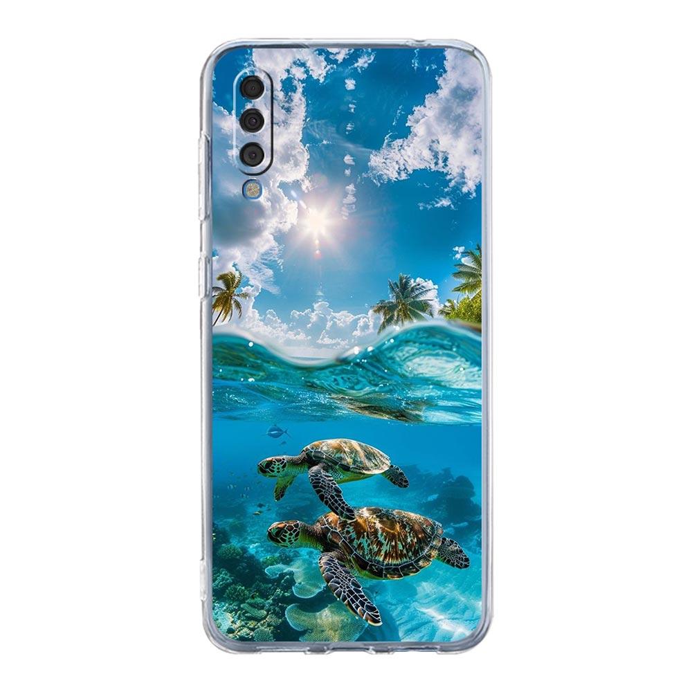 Чехол для телефона Samsung A56 A36 A26 A16 A14 A12 A22 A32 5G A34 A42 A52 A54 A50 A70 A40 A20E A20S A04S A06 Крышка Крутая Морская Черепаха
