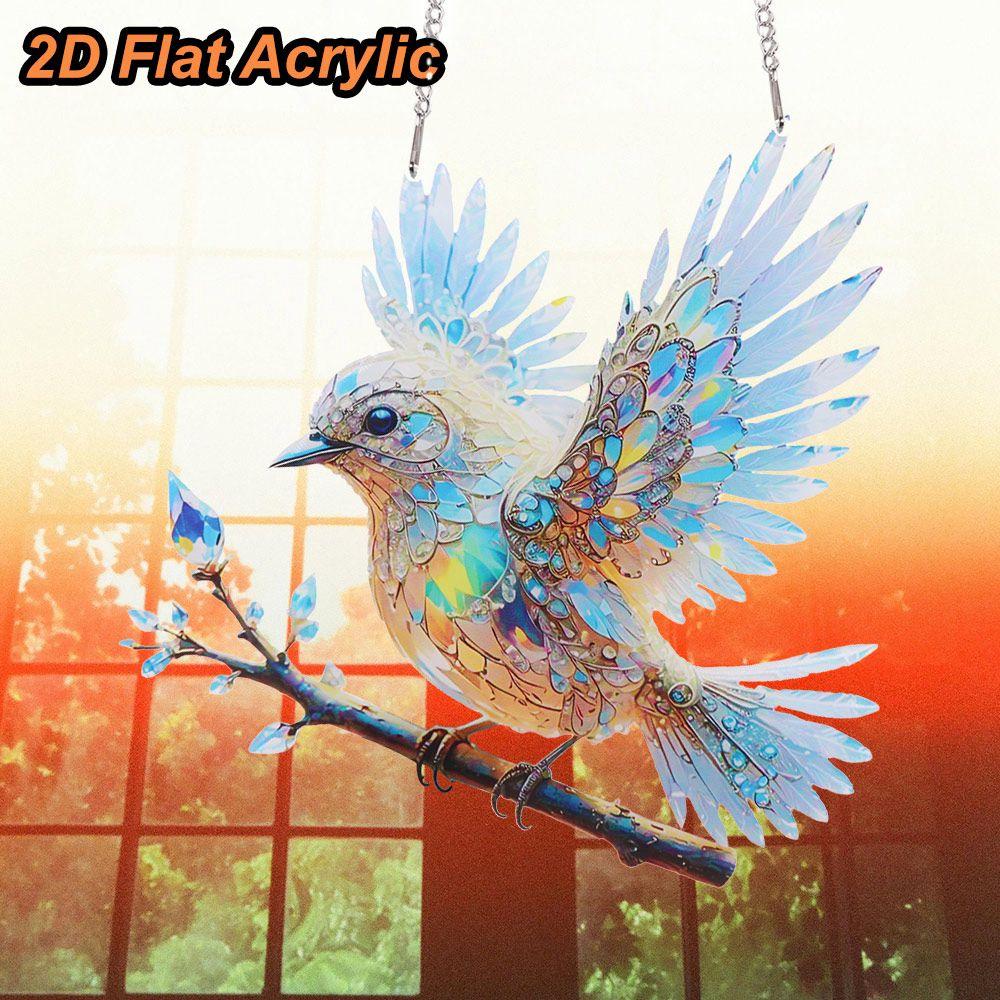Sky Stained Bird Hangings Pendant Acrylic Bluebirds Suncatchers Gifts Window Hanging Bird Branch
