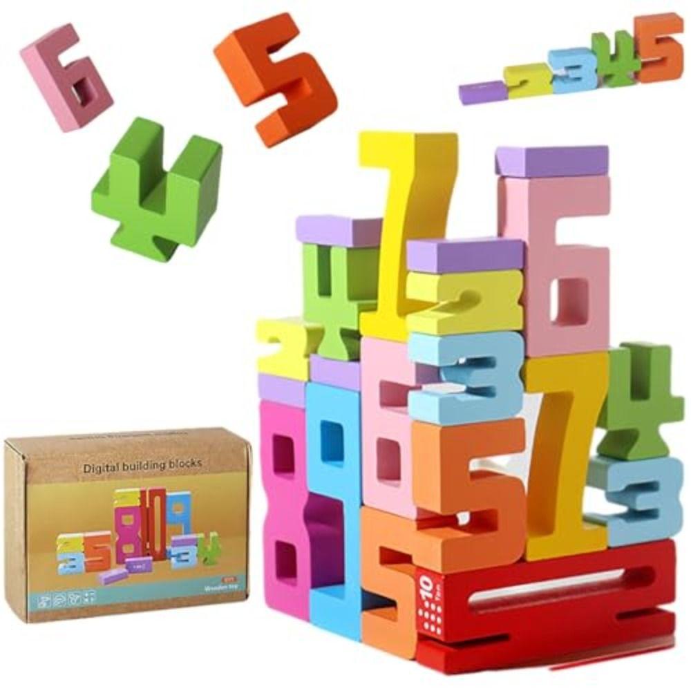 Colorful Stacking Games Toys Montessori Enlightenment Teaching Aids Number Building Block  For Kids
