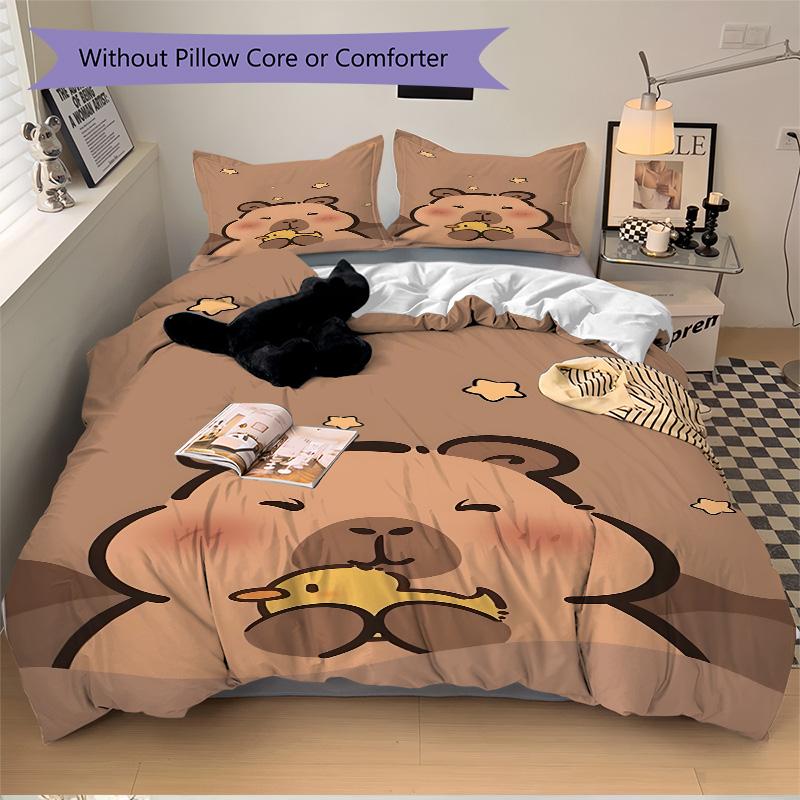 Bear Yellow Duck Print 3Pcs Bedding Setduvet Cover With 2 Bedropillowcase Home Birthday Gift