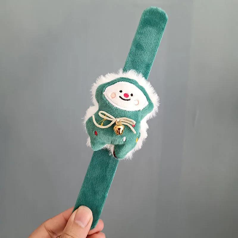 1/4pcsChristmas Snap Bracelet Plush Elk Snowman Design for Kids Party Games Xmas New Year Gift