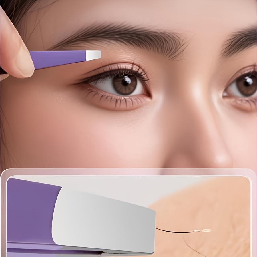 4pcs Stainless Steel Eyebrow Tweezers Purple Set Makeup Tools for Eyelash Removal Durable and Rust-Proof and Easy To Clean Suita