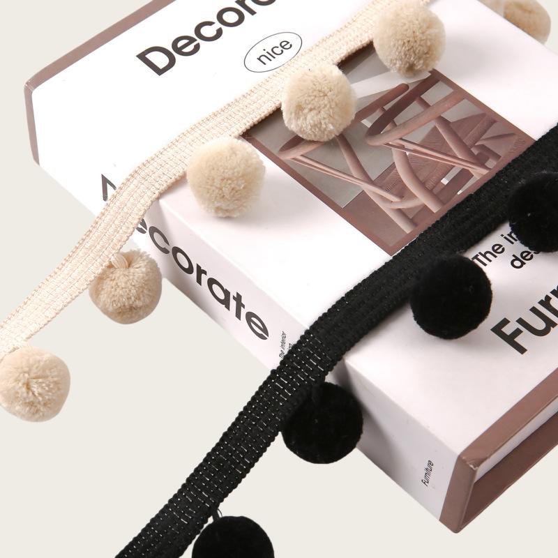 5M/25M 30mm Ball Pom pom Trim 48mm Width Fringe Ribbon Sewing Decoration Pompom Tassel for Pillow Curtain Tablecloth DIY Craft
