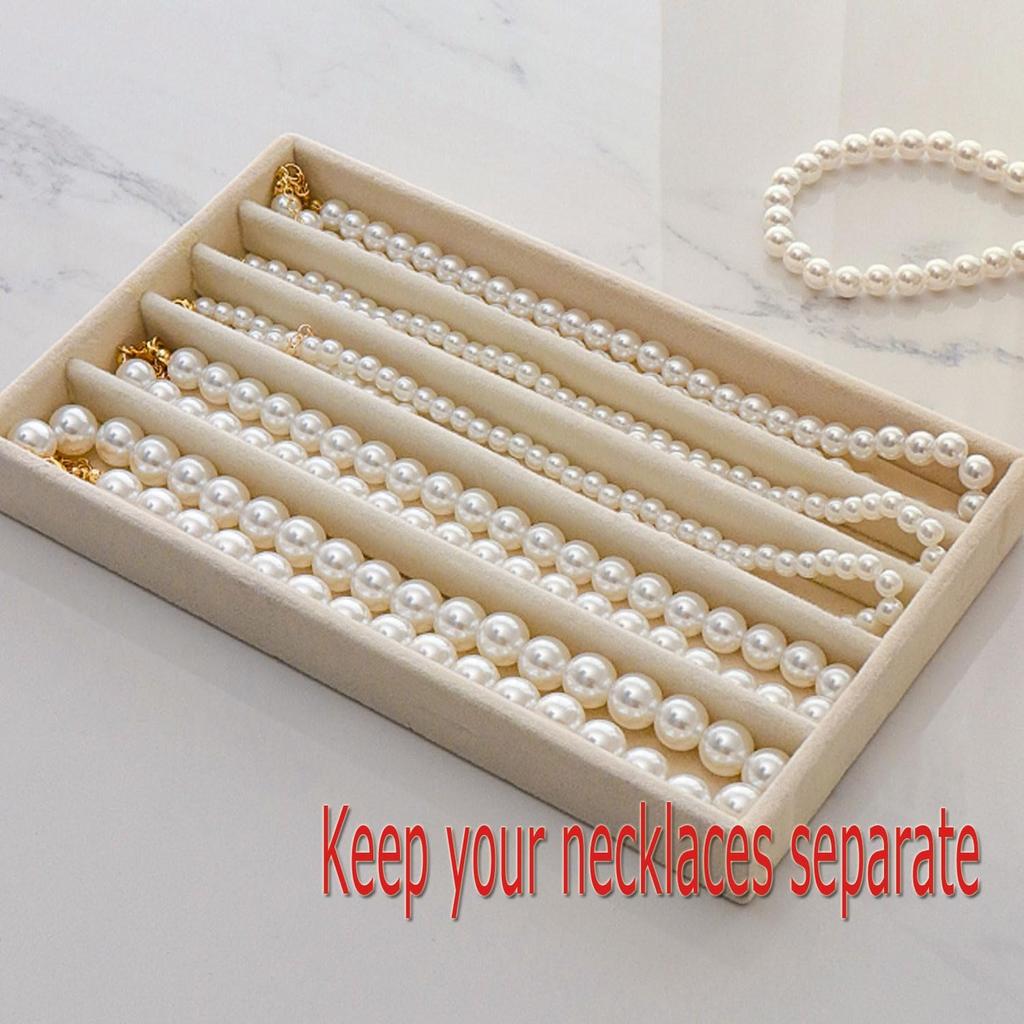 CLUQMEIK  Necklace Organizer Box with Clear Lid Dustproof Velvet Holder Stackable Acrylic Storage Display Case