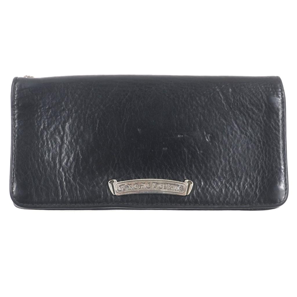Very Good CHROME HEARTS Purse LNG SNGL FLD TIPS Single Fold Black Leather Mens Used