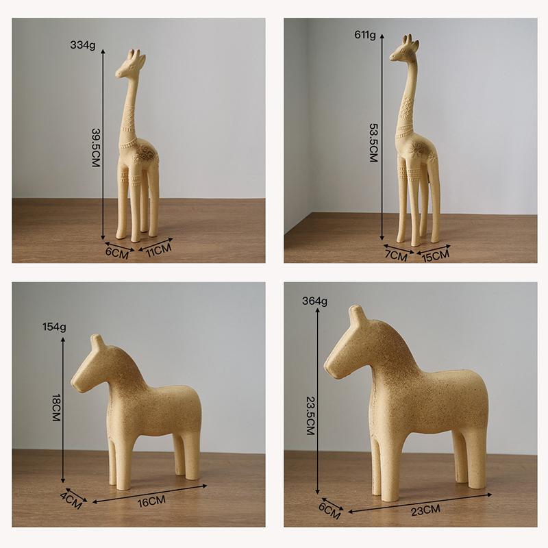 Милый декор комнаты с животными Лошадь Кролик Кошка Жираф Деревянные скульптуры Материалы для раскрашивания своими руками Ремесло Домашний декор Фигурка ручной работы Подарки