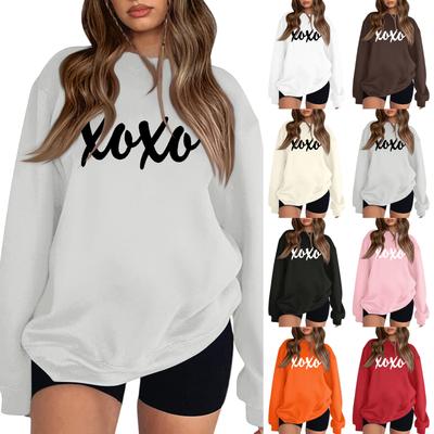 Женский модный свитшот с круглым вырезом, длинными рукавами, однотонный, с буквенным принтом