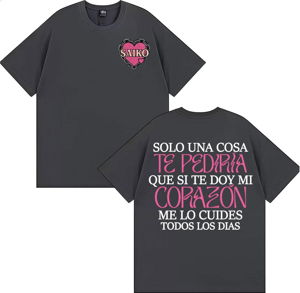Rapper SAIKO Corazón Album Letters Print Tee Shirt Unisex Women Fashion Hip Hop Gothic Tshirt Cotton 100 Casual Oversized T Shirt