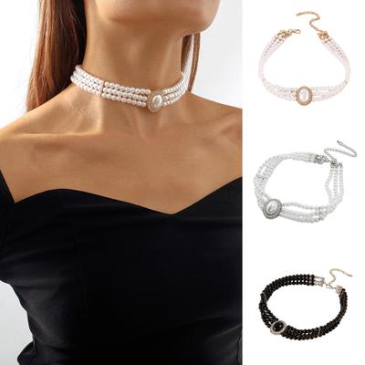 Стильное многослойное колье-колье из искусственного жемчуга Элегантное простое заявление