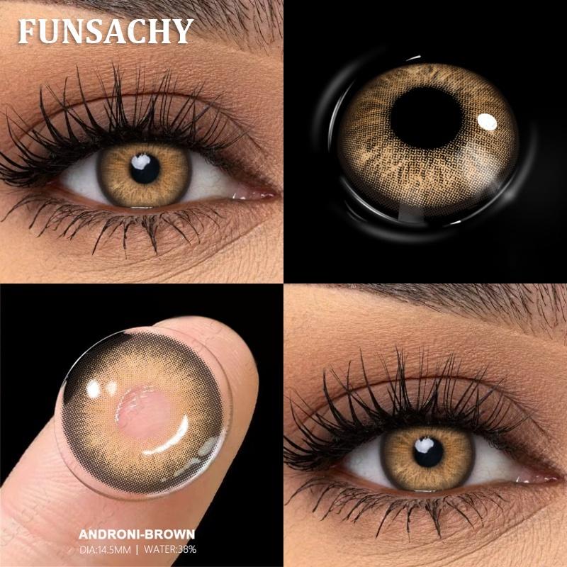 FUNSACHY 1 Pair New Color Contact Lenses for Eyes Beautiful Pupil Fashion Gray Brown Soft Lenses Yearly Cosmetics Korean Lens