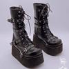 Plus Size Autumn Women Boots Buckle Round Toe Wedges Platform Boots Punk Goth  Womens Street Shoes Boots for Women