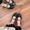 Xiaoxiangfeng Flat-soled Single Shoes for Women's High-end Wear 2025 Spring and Summer New Mary Jane One-word Soft-soled Single Shoes