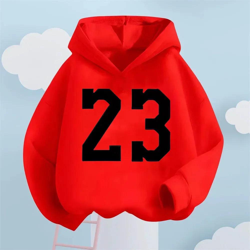 Креативная толстовка с капюшоном для детей, с принтом номера 23, спортивная и повседневная, удобная