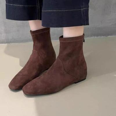 Обувь для женщин 2024 года, высококачественные женские ботинки по щиколотку, современные ботинки для улицы, женские туфли с квадратным носком и молнией сзади на низком каблуке