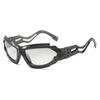 Geometric Frame Cyber Y2K Sunglasses Men Sporty Wrap Around Intricate Cutouts Sun Glasses Women Fashion Luxury Brand Punk Shades