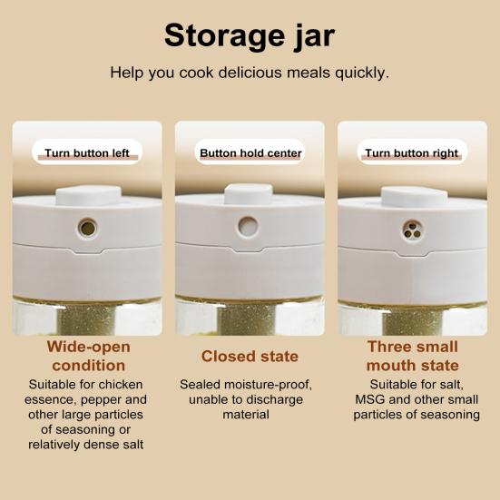 Glass Spice Jar with Spoon Locking Design Airtight Lid Multifunctional Seasoning Container for Spices Salt Sugar