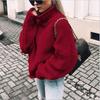 Женский свитер нового стиля на осень и зиму с высоким воротником с отворотом и рукавами «летучая мышь», вязаный свитер