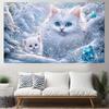 2D Ice Blue Eyed Kitten Family Snowy Wood Baby Shower Winter Birthday Photography Backdrop