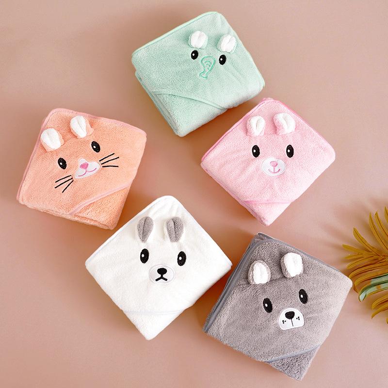 Детское банное полотенце оптом Коралловый бархат Накидка с капюшоном Детский плащ Мультяшное абсорбирующее детское одеяло Банное полотенце