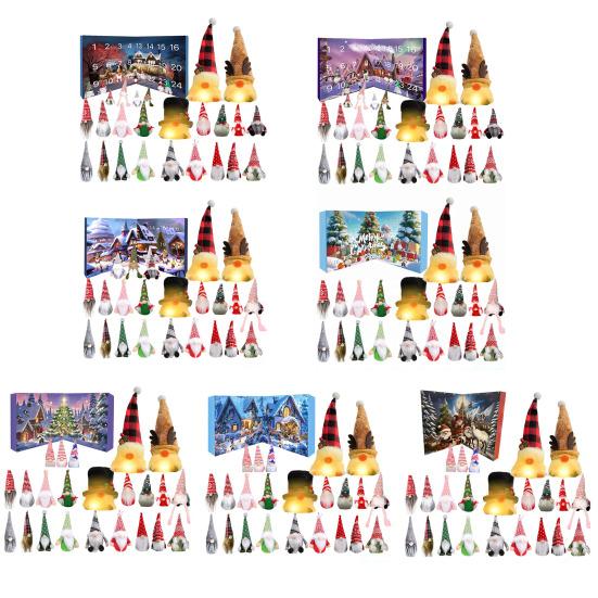 Гном Адвент-календари 2025 24 дня Рождественский календарь обратного отсчета с 24 коллекционными фигурками Светящиеся гномьи украшения для домашнего декора