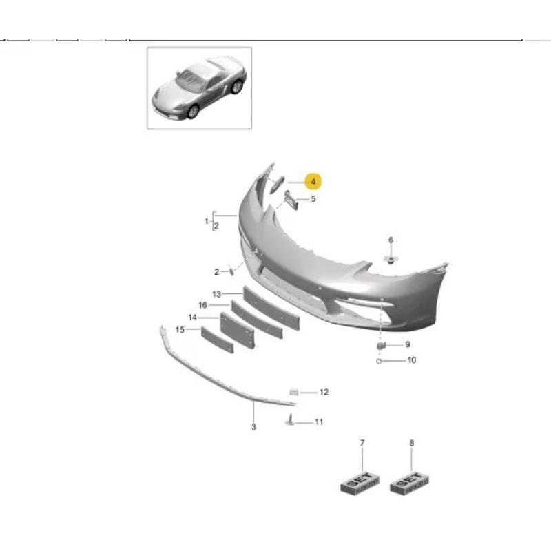 Front Bumper Fastener Bracket Support Holder For Porsche 718 Cayman Boxster 982 2017-2026 Spyder 982 -2026 GT4