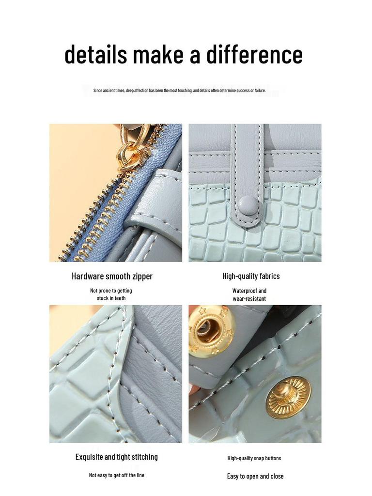 Women's Korean Retro Crocodile Pattern Wallet with Multi-Card Slots and Coin Purse