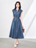 Женское платье из лиоцелла Tencel денима: Повседневное и элегантное французское летнее длинное платье
