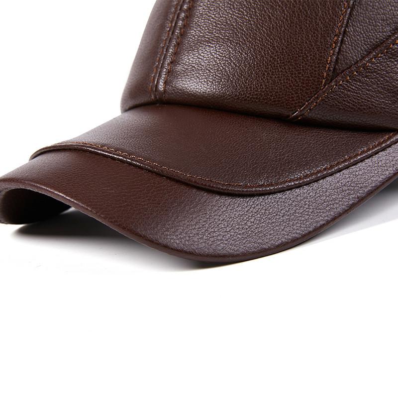 Бейсболка повседневная модная шляпа осень и зима плюс бархатная кепка кожаная бейсболка для мужчин