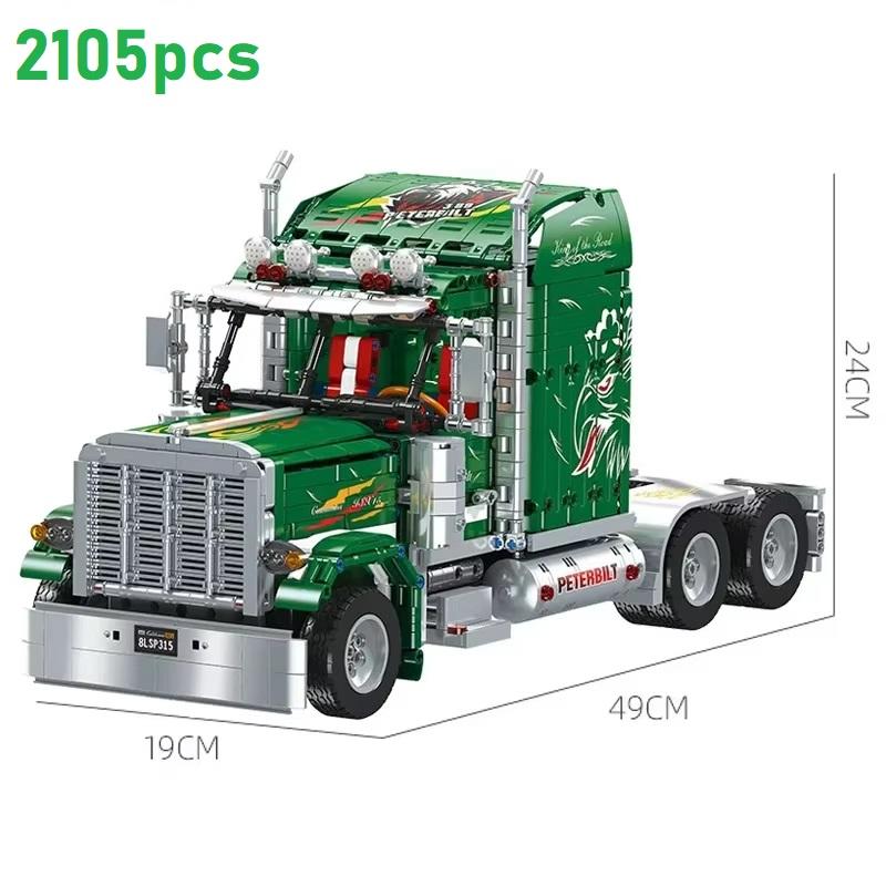 2105 шт. Сделай сам Модель передней части грузовика-прицепа Строительные блоки MOC Технический образовательный сборочный игрушечный конструктор для мальчиков Праздничные подарки