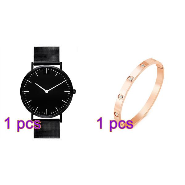 Womens Watches Fashion Simple Watches Bracelet Set Mesh Belt Luxury Ladies Quartz Wristwatches
