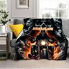 1PC Custom Name Skull Biker Flames outdooor Flannel blankets Throw Blanket All-Season Throw Gift Bedspread for Couch, Bed, Camping Holiday Birthday gi