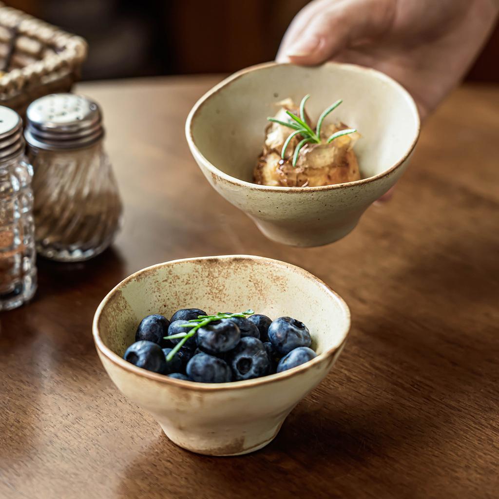 Flavor Plate Japanese Coarse Pottery Plate Retro Style Tableware Ceramic Dipping Plate Flavor Plate Household Tall Vegetable Plate