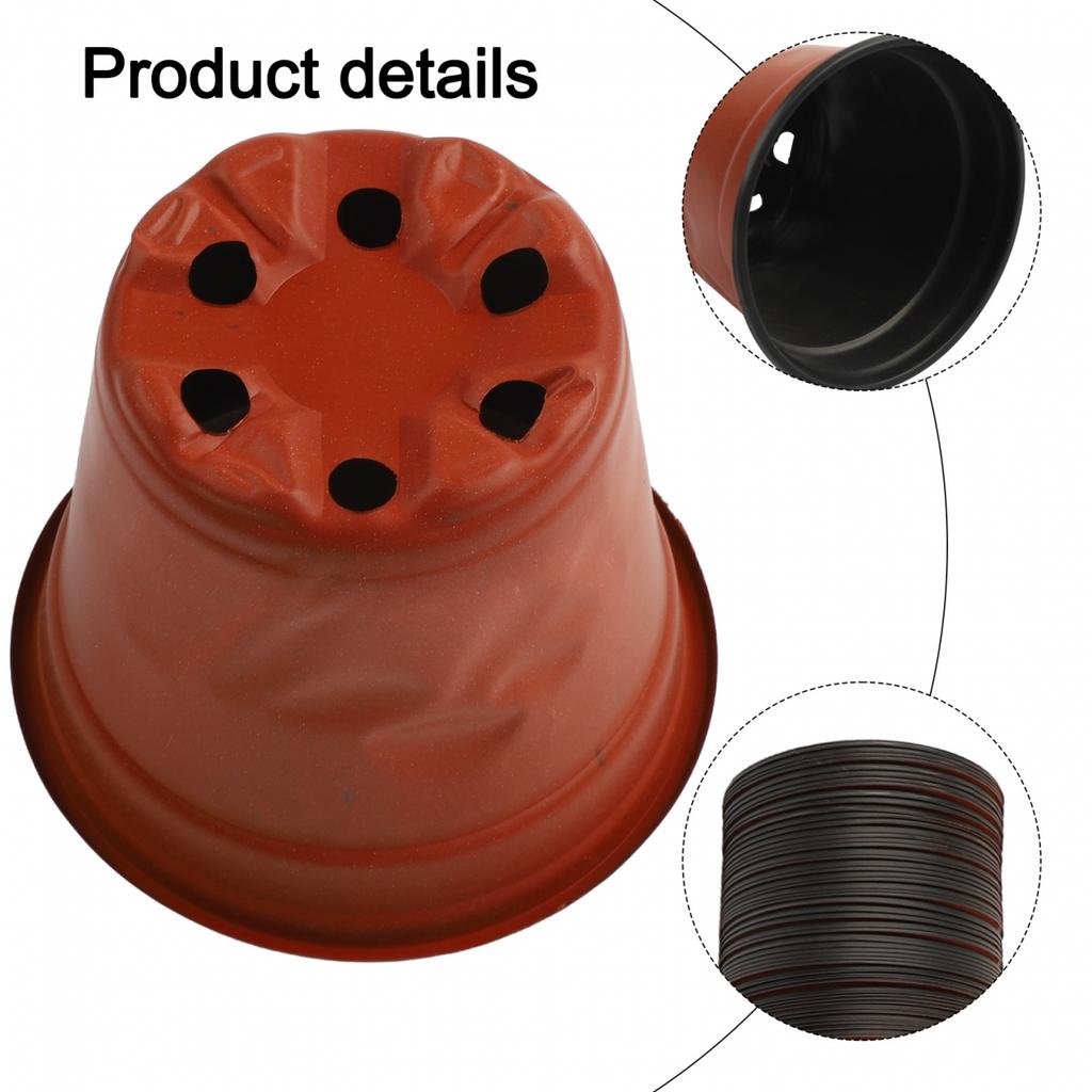 100 Round Plastic Transplant Pots for Herbs and Cuttings In Red and Black