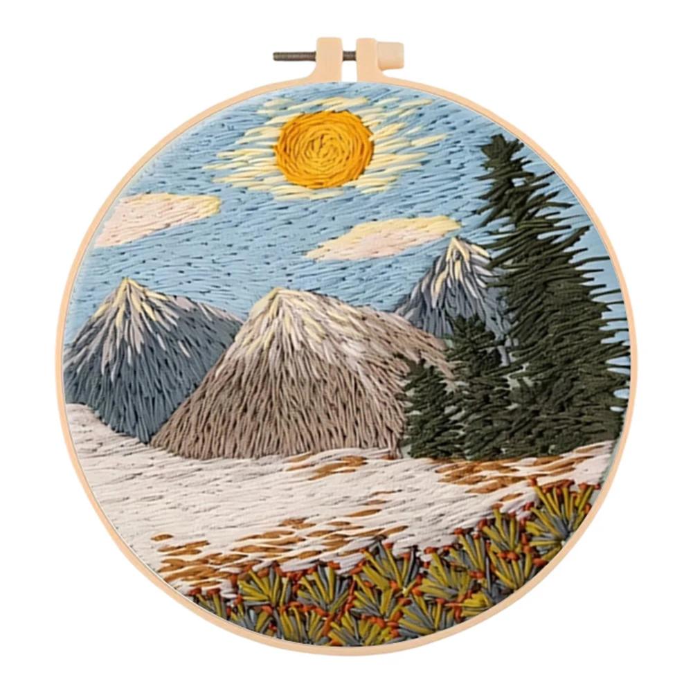 Счастливого Рождества Набор для вышивания ручной работы для начинающих с хлопковыми нитками, иглами, пяльцами и схемой для создания уникального произведения искусства