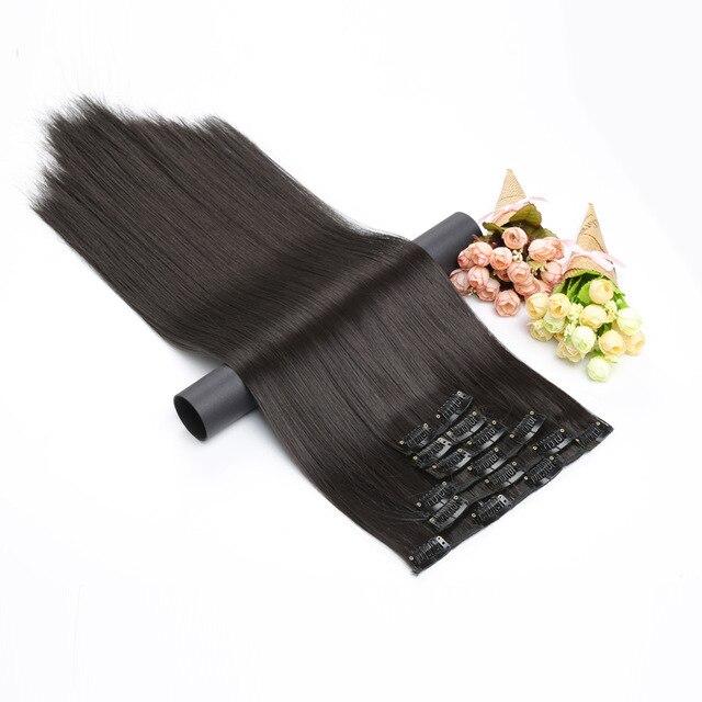 XINRAN Hair Extension Synthetic Straight Hair Clips For Women 150g High Temperature Fiber