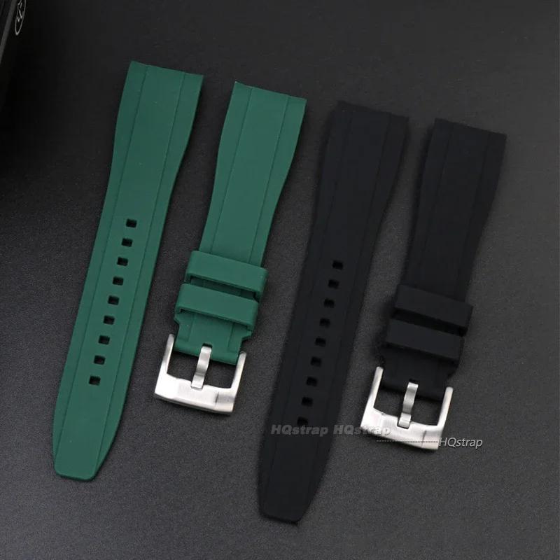 Изогнутый силиконовый ремешок из каучука для браслета часов Citizen для Swatch Мягкий водонепроницаемый ремешок для Rolex 20 мм 22 мм Браслет