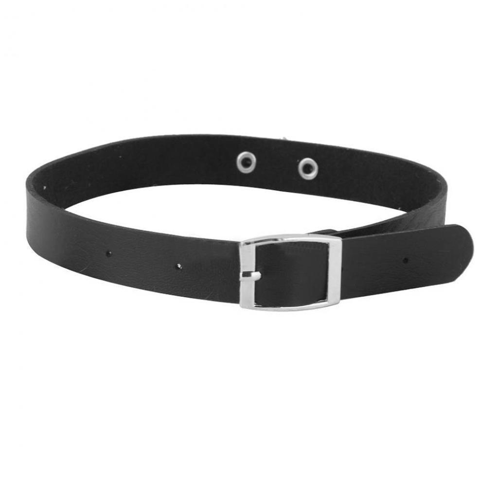 Unisex Gothic Circle Choker Collar Pendant Faux Leather Chain Neck Ring Necklace