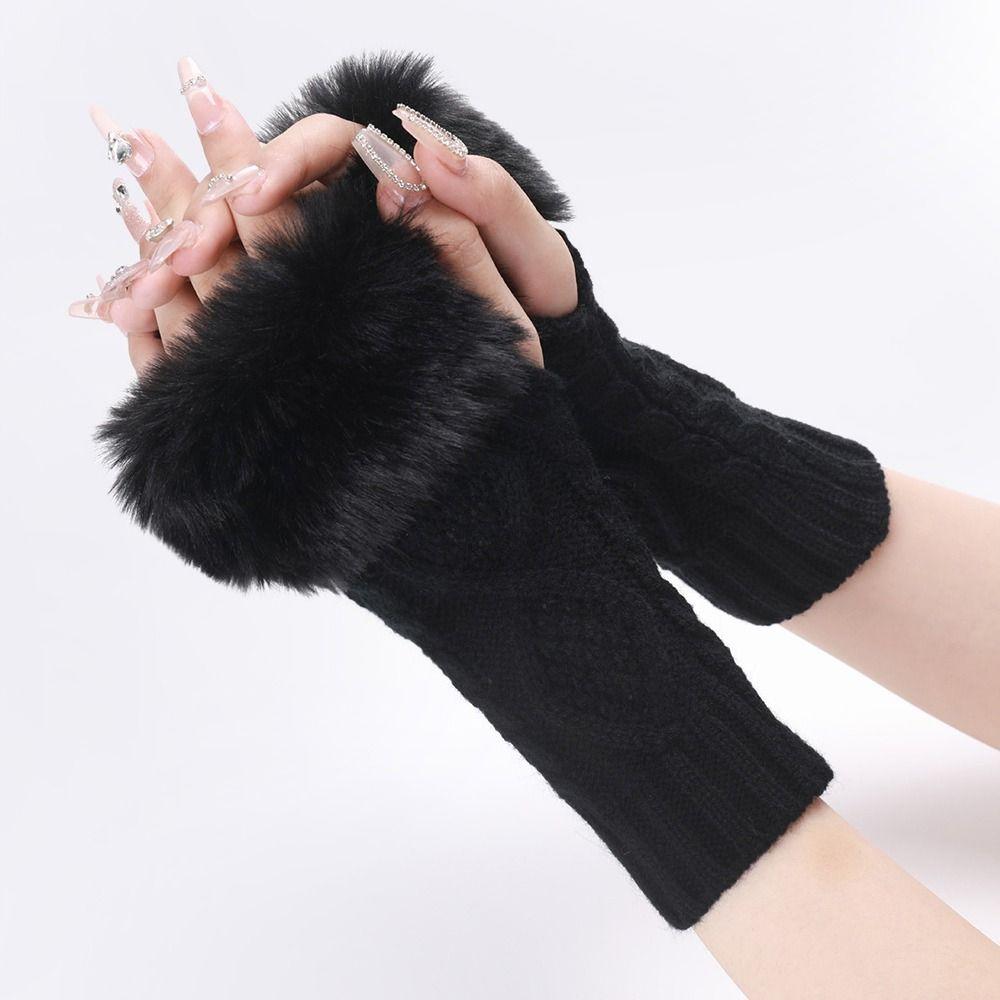 Зимние теплые рукавицы Twist, толстые теплые длинные варежки, перчатки без пальцев, женские перчатки, длинные вязаные перчатки