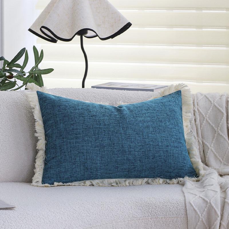 Плотный Лен Однотонная Наволочка для Подушки Дивана Подушка Гостиная Подушка для Спины Автомобиль Отель Поясничная Подушка