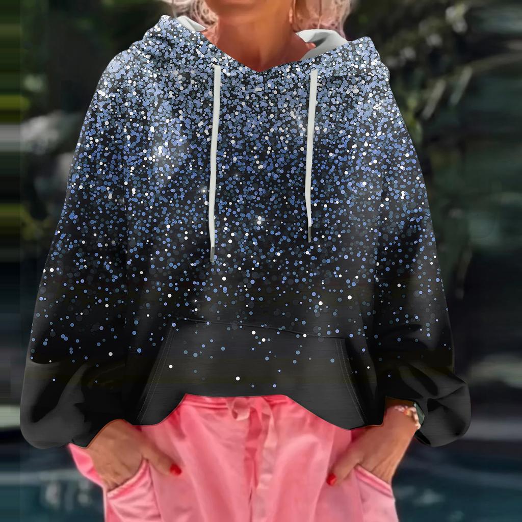 Женский худи свободного кроя с цветочным принтом и длинными рукавами