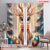 2pcs,2D Plane Printing Curtain Popular Cute Deer Winter Ornament (3) Versatile Polyester Fabric (without Rod) Holiday Use for