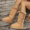 Fashion Snow Boots Women's New Winter Round-toed High-tube Cow Suede Non-slip Platform Sole Plush Thickened Long-tube Warm Cotton Shoes