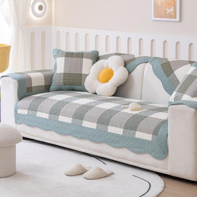 Korean Style Fresh and Four Seasons Universal Small Floral Fabric Cotton Sofa Cushion Non-Slip Cushion Cotton Sofa Cushion Towel