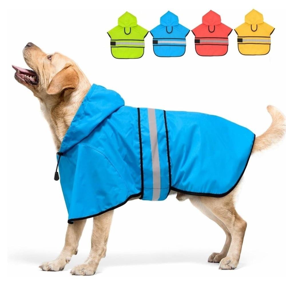 High Visibility Dog Hooded Raincoat Waterproof Pet Fluorescent Clothes Pet Rain Jacket Corgi