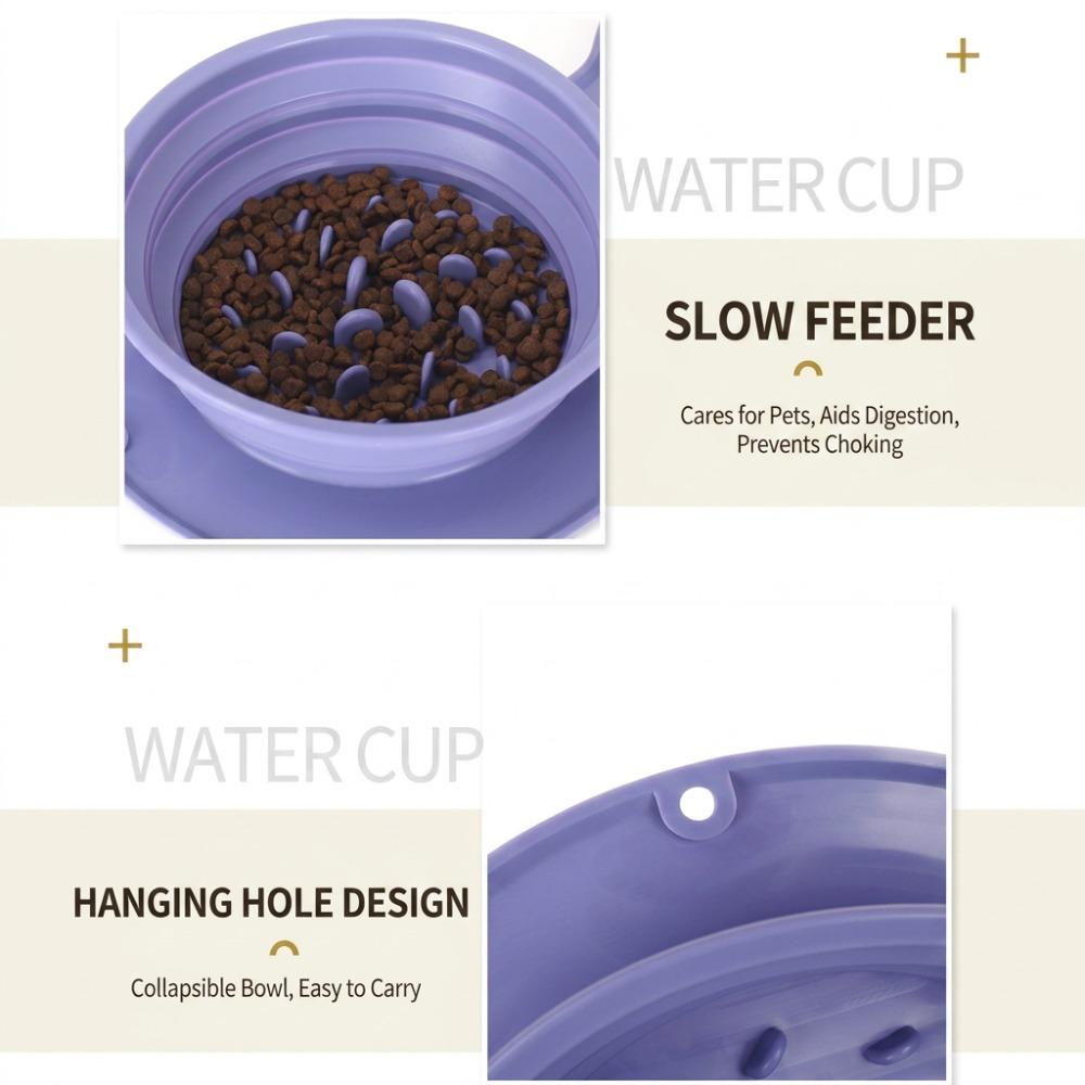 Collapsible Silicone Slow Feeder Dog Bowls Non-Slip 2-in-1 Pet Feeding Mat Anti-Choking Cat Water Food Bowl for Travel Healthy Digestion